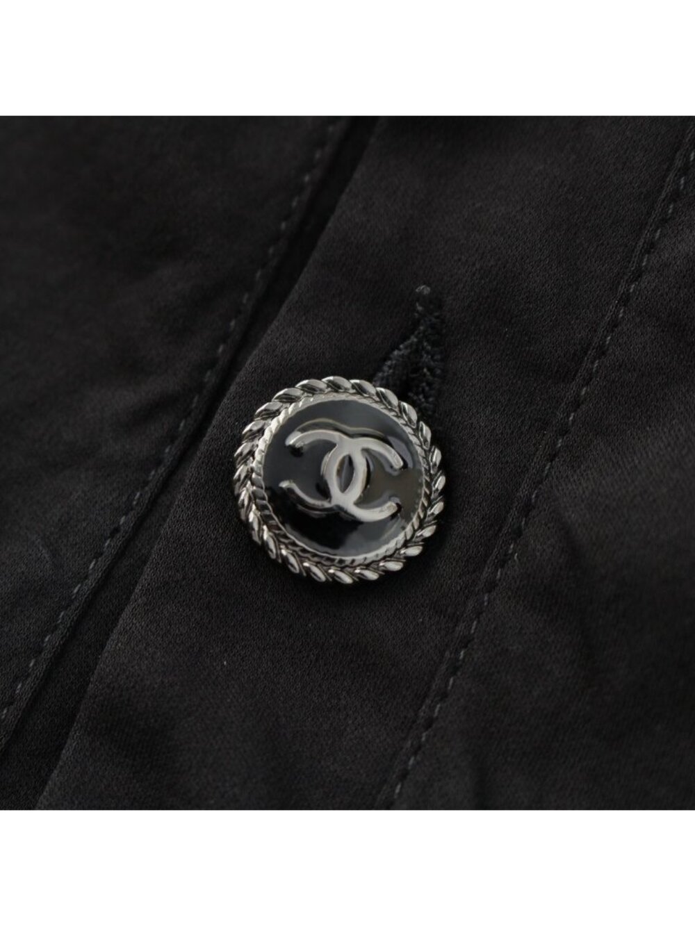 Chanel Cotton Top Back Coco Button Short Sleeve Dress Black - Picture 8 of 10